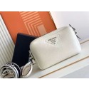 Replica Prada Leather bag with shoulder strap 1DB820 white Tl5722BB13