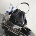 Replica Prada Leather bucket bag 1BE018 black Tl6452BB13