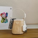 Replica Prada Raffia tote bag 1BE062 white Tl5679Yn66