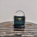 Replica Prada Saffiano leather Prada Symbole bag 1BN021 blackish green Tl6014Ye83