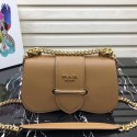 Replica Prada Sidonie leather shoulder bag 1BD184 Brown Tl6348Vi77