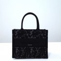 Replica SMALL DIOR BOOK TOTE Embroidery C1331-11 black Tl8202YP94