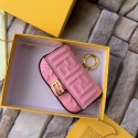 Replica Top FENDI NANO BAGUETTE CHARM nappa leather 7AR844 Pink Tl12879Vx24