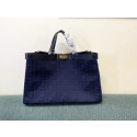 Replica Top Fendi X-Tote houndstooth wool shopper with FF embroidery 8BH374A dark blue Tl12514Vx24