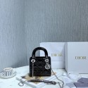 Replica Top MINI LADY DIOR BAG Black Patent Cannage Calfskin M0566OW Silver Hardware Tl8527Cq58