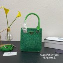 Replica Top Prada leather small-bag with artificial crystals tote 1BC331 Green Tl5840ll80