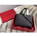 Replica VALENTINO Candystud quilted leather tote 0061 black Tl19735VA65