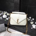 Replica YSL Classic Monogramme White Leather Flap Bag Y392737 Gold Tl15169Yn66