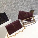 Replica YSL WOC Classic Monogramme Flap Bag Cannage Pattern Y1003 Wine Tl15137YP94