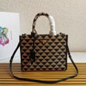 Small Prada Galleria jacquard fabric bag 1BA863 Black&Beige Tl5805nU55