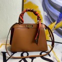 Top FENDI PEEKABOO ICONIC MEDIUM brown leather bag F6946 Tl12961yq38