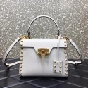 VALENTINO GARAVANI Rockstud Alcove Small grain calf leather handbag 2B0J71 white Tl19398uU16