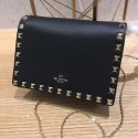 Valentino Garavani Rockstud leather clutch 01327 black Tl19590hc46