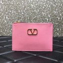 VALENTINO GARAVANI Stud Sign Grained Calfskin clutch bag 0620 pink Tl19306nV16