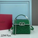 VALENTINO GARAVANI VSLING Shiny diamond Mini totebag XW2B1G9 green&silver-Tone Metal Tl19203fo19