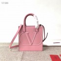 VALENTINO Origianl leather tote V2021 pink Tl19418cP15