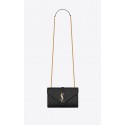 YSL ENVELOPE SMALL IN MIX MATELASSEGRAIN DE POUDRE EMBOSSED LEATHER 19207 BLACK Tl14866qM91