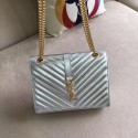 YSL Flap Bag Calfskin Leather 428134 silver Tl14962Yr55