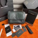 YSL NIKI MEDIUM IN CROCODILE-EMBOSSED LEATHER 498894 DEEP GREEN Tl14559LG44