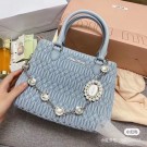 Best 1:1 miu miu Matelasse Nappa Leather shoulder bag 5BA067 light blue Tl18610OR71