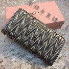 Fake miu miu Matelasse Nappa Leather Wallet MM30150 Grey Tl18632Qv16