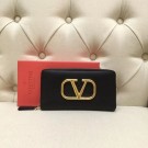 Fake VALENTINO Origianl leather Zipped Wallet VG0088 Black Tl19772lF58