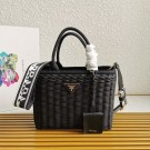 Imitation Top Prada Raffia tote bag 1BG835 black Tl5677tr16