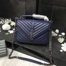 Imitation YSL Classic Monogramme Blue Leather Flap Bag Y392737 Silver Tl15160QN34