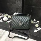 Imitation YSL Classic Monogramme Green Leather Flap Bag Y392737 Silver Tl15158uq94