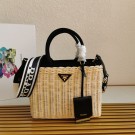 Knockoff Prada Raffia tote bag 1BG835 tan Tl5676Ez66