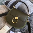 New CHLOE Tess leather and suede cross-body bag 3S152 Blackish green Tl17932Uf80