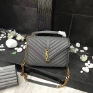 Replica YSL Classic Monogramme Grey Leather Flap Bag Y392737 Gold Tl15163BJ25