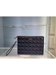 AAA 1:1 LARGE DIOR CARO DAILY POUCH Black Supple Cannage Calfskin S5086U Tl8647vi59