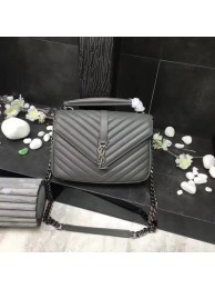 AAA 1:1 YSL Classic Monogramme Grey Leather Flap Bag Y392737 Silver Tl15162yF79