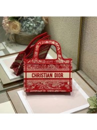 AAA Replica MINI DIOR BOOK TOTE Embroidery S5475Z red Tl8707cf50