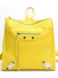 Balenciaga Backpack Yellow Litchi Leather B68335 Black Tl16069Kf26