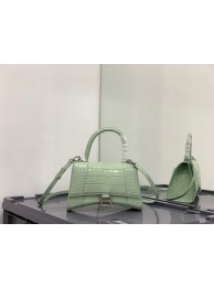 Balenciaga HOURGLASS SMALL TOP HANDLE BAG crocodile embossed calfskin B108895E light green Tl15859Yv36