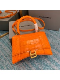 Balenciaga HOURGLASS SMALL TOP HANDLE BAG crocodile embossed calfskin B108895E orange Tl15959Fh96