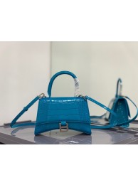 Balenciaga HOURGLASS SMALL TOP HANDLE BAG crocodile embossed calfskin B108895E sky blue Tl15866DV39