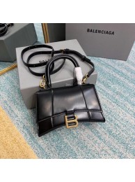 Balenciaga Hourglass XS Top Handle Bag shiny box calfskin 28331 black Tl15936Eb92