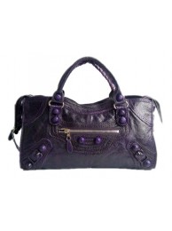 Balenciaga Lampskin Leather Handbag 084828 Dark purple Tl16349uZ84