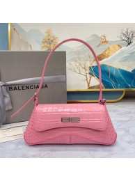 Balenciaga LINDSAY CROCODILE EMBOSSED SMALL SHOULDER BAG WITH STRAP 6009 pink Tl15845vK93