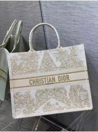 Best 1:1 DIOR BOOK TOTE Embroidery C1286-7 cream Tl8390OR71