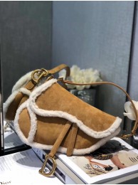 Best 1:1 DIOR SADDLE BAG Camel-Colored Shearling M0446C Tl8860eT55