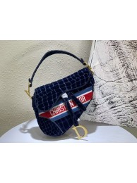 Best 1:1 DIOR SADDLE BAG Velvet C2551 Dark Blue Tl8495eT55