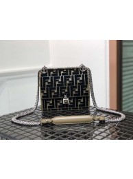 Best 1:1 Fendi KAN I SMALL Multicolor fabric mini-bag 8BT0381 black&Khaki Tl13135OR71