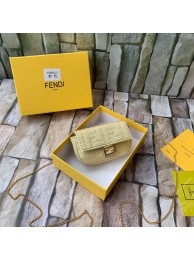 Best 1:1 FENDI NANO BAGUETTE CHARM Nappa lcanvas Bag 7AR844 Yellow Tl12875eT55