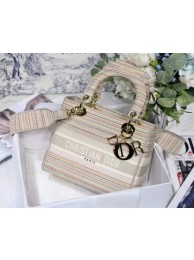 Best DIOR MEDIUM LADY D-LITE BAG D-Stripes Embroidery M0565 Beige Tl8712kr25