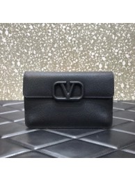 Best Quality Imitation VALENTINO GARAVANI Stud Sign Grained Calfskin clutch bag 0650 black Tl19303dK58