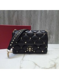 Best Quality VALENTINO Candy quilted leather cross-body bag 0072 black Tl19659xb51